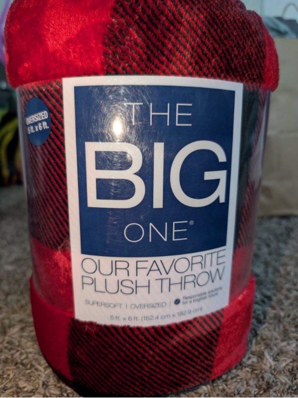 The Big One Red and Black Plaid Plush Throw